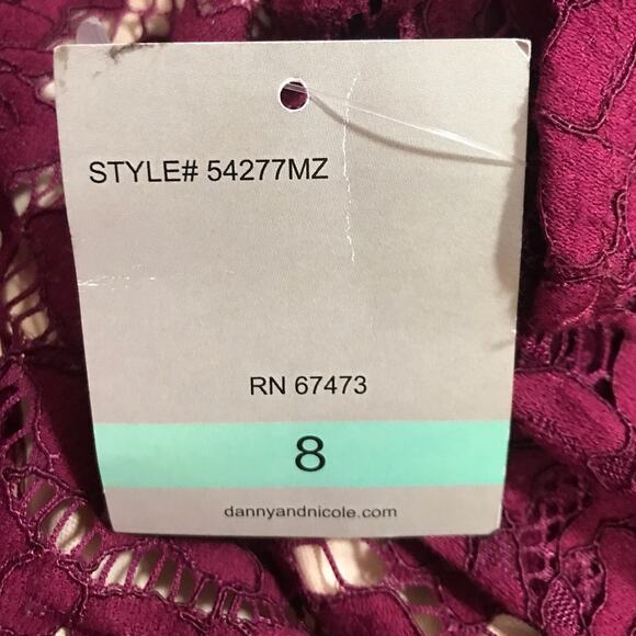 NWT Danny & Nicole Lace Round Neck Long Sleeve Pleated Dress 8 - Picture 7 of 7